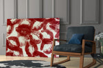 Red Lip Prints Kiss Marks Glass Wall Art