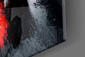 Rainy Track Red Glow Race Car Glass Wall Art