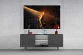 Golden Light Beam Reaching Hand Glass Wall Art