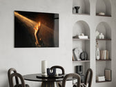 Golden Light Beam Reaching Hand Glass Wall Art