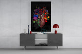 Floral Anatomical Heart Multicolor Glass Wall Art
