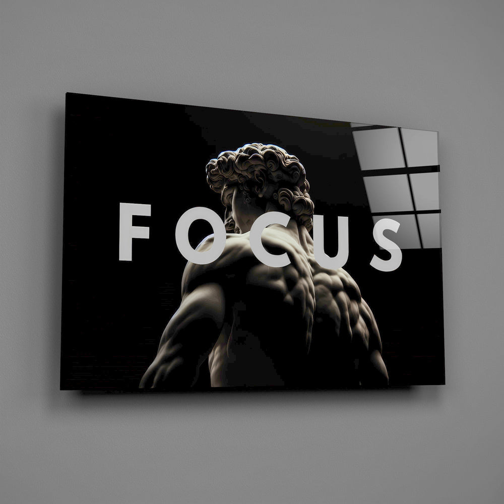 Focus Classical Statue Monochrome Glass Wall Art