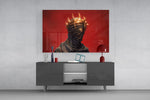 Golden Thorn Crown Crimson Figure Glass Wall Art