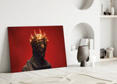 Golden Thorn Crown Crimson Figure Glass Wall Art