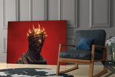 Golden Thorn Crown Crimson Figure Glass Wall Art