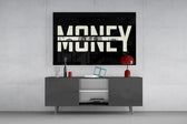 Money Typography Hundred Dollar Bill Glass Wall Art