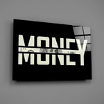 Money Typography Hundred Dollar Bill Glass Wall Art