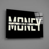 Money Typography Hundred Dollar Bill Glass Wall Art