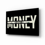 Money Typography Hundred Dollar Bill Glass Wall Art