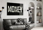 Money Typography Hundred Dollar Bill Glass Wall Art