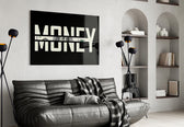 Money Typography Hundred Dollar Bill Glass Wall Art