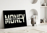 Money Typography Hundred Dollar Bill Glass Wall Art