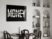 Money Typography Hundred Dollar Bill Glass Wall Art