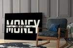 Money Typography Hundred Dollar Bill Glass Wall Art