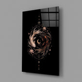 Celestial Koi Yin Yang Crescent Moon Glass Wall Art