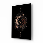 Celestial Koi Yin Yang Crescent Moon Glass Wall Art