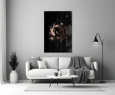 Celestial Koi Yin Yang Crescent Moon Glass Wall Art