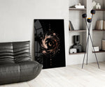 Celestial Koi Yin Yang Crescent Moon Glass Wall Art