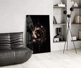 Celestial Koi Yin Yang Crescent Moon Glass Wall Art