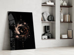 Celestial Koi Yin Yang Crescent Moon Glass Wall Art
