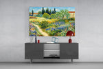 Impressionist Flower Garden Path Glass Wall Art