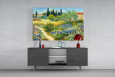 Impressionist Flower Garden Path Glass Wall Art