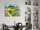 Impressionist Flower Garden Path Glass Wall Art