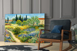 Impressionist Flower Garden Path Glass Wall Art