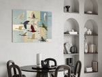Flying Cranes Patchwork Pastel Glass Wall Art
