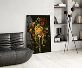 Spaghetti Fork and Wildflowers Glass Wall Art