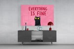 Wide-Eyed Black Cat Pink Humor Glass Wall Art