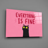 Wide-Eyed Black Cat Pink Humor Glass Wall Art