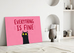 Wide-Eyed Black Cat Pink Humor Glass Wall Art