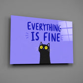 Wide-Eyed Black Cat Purple Humor Glass Wall Art