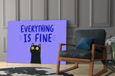 Wide-Eyed Black Cat Purple Humor Glass Wall Art
