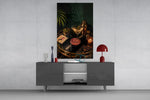 Martini Cocktail Golden Bar Cart Glass Wall Art