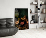 Martini Cocktail Golden Bar Cart Glass Wall Art