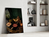 Martini Cocktail Golden Bar Cart Glass Wall Art