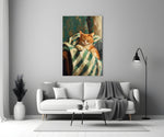 Sleeping Ginger Cat Impressionist Glass Wall Art