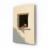 Open Window Reader Sunlit Facade Glass Wall Art