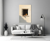 Open Window Reader Sunlit Facade Glass Wall Art