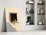 Open Window Reader Sunlit Facade Glass Wall Art