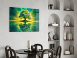 Emerald Tree of Life Mirrored Lake Glass Wall Art