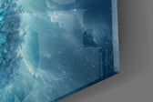 Frozen Blue Tree Winter Mirror Glass Wall Art