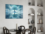Frozen Blue Tree Winter Mirror Glass Wall Art