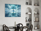 Frozen Blue Tree Winter Mirror Glass Wall Art