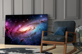 Pink and Blue Spiral Galaxy Nebula Glass Wall Art