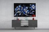 Sapphire Blue and Silver Lilies Glass Wall Art