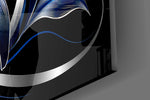 Sapphire Blue and Silver Lilies Glass Wall Art