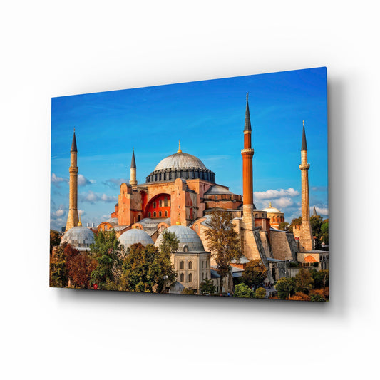 Terracotta Domed Basilica Blue Sky Glass Wall Art